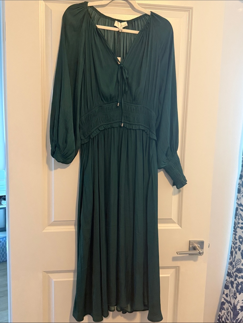 Pinch Dark Emerald Green Long Sleeve Midi Dress